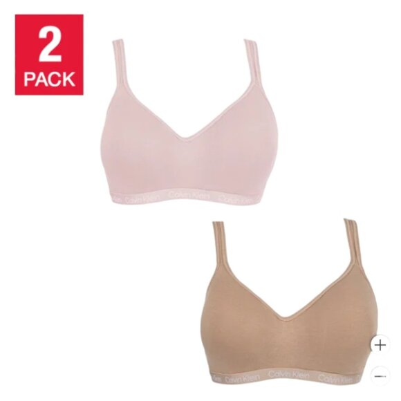 NWOT Calvin Klein Seamless Bralette 2 Pack | Beige/Pink - Picture 1 of 5